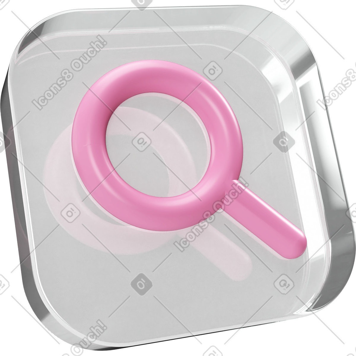 Lupensymbol auf glasplatte-Illustration im 3D Corporate-Stil als Download in PNG, SVG