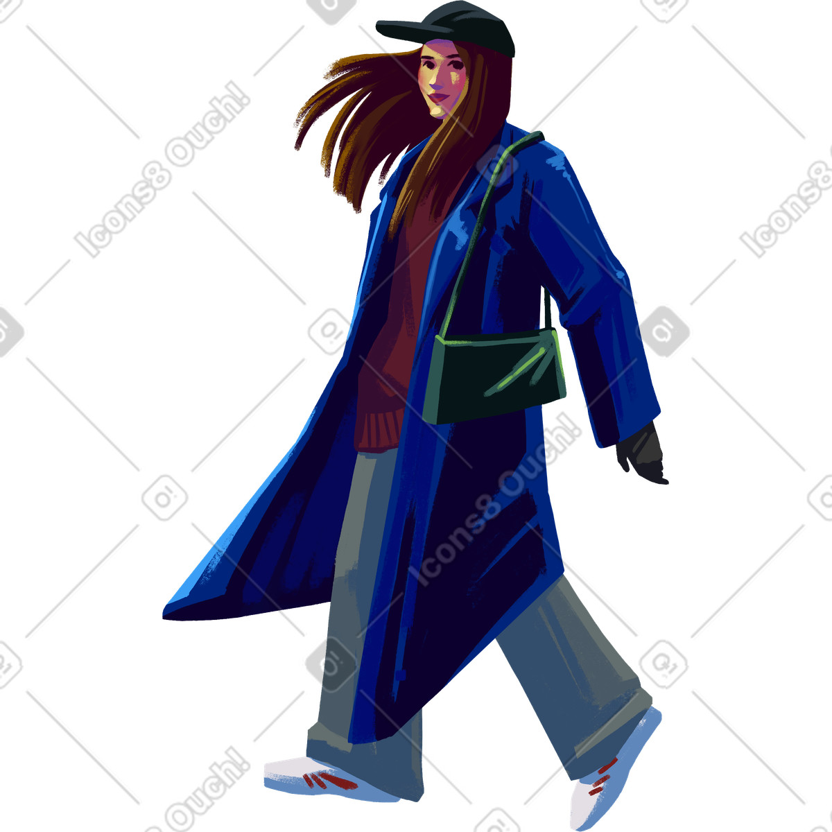 Ilustração de Walking woman em no estilo Lush para baixar em PNG, SVG