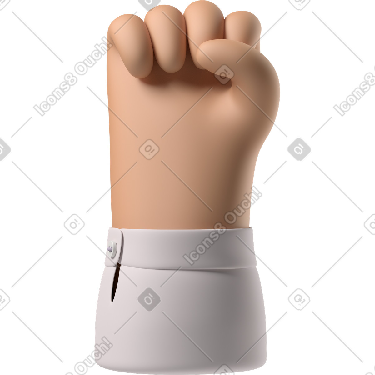 Ilustración Puño de una mano piel bronceada levantada en estilo 3D Hands Fun&Wild a descargar en PNG y SVG