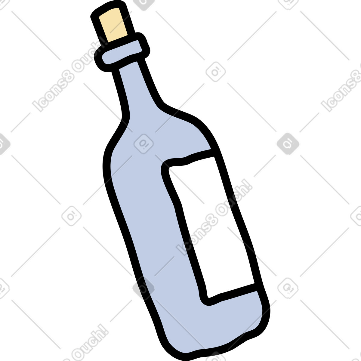 Bottle of wine illustration in Notes style download in PNG, SVG