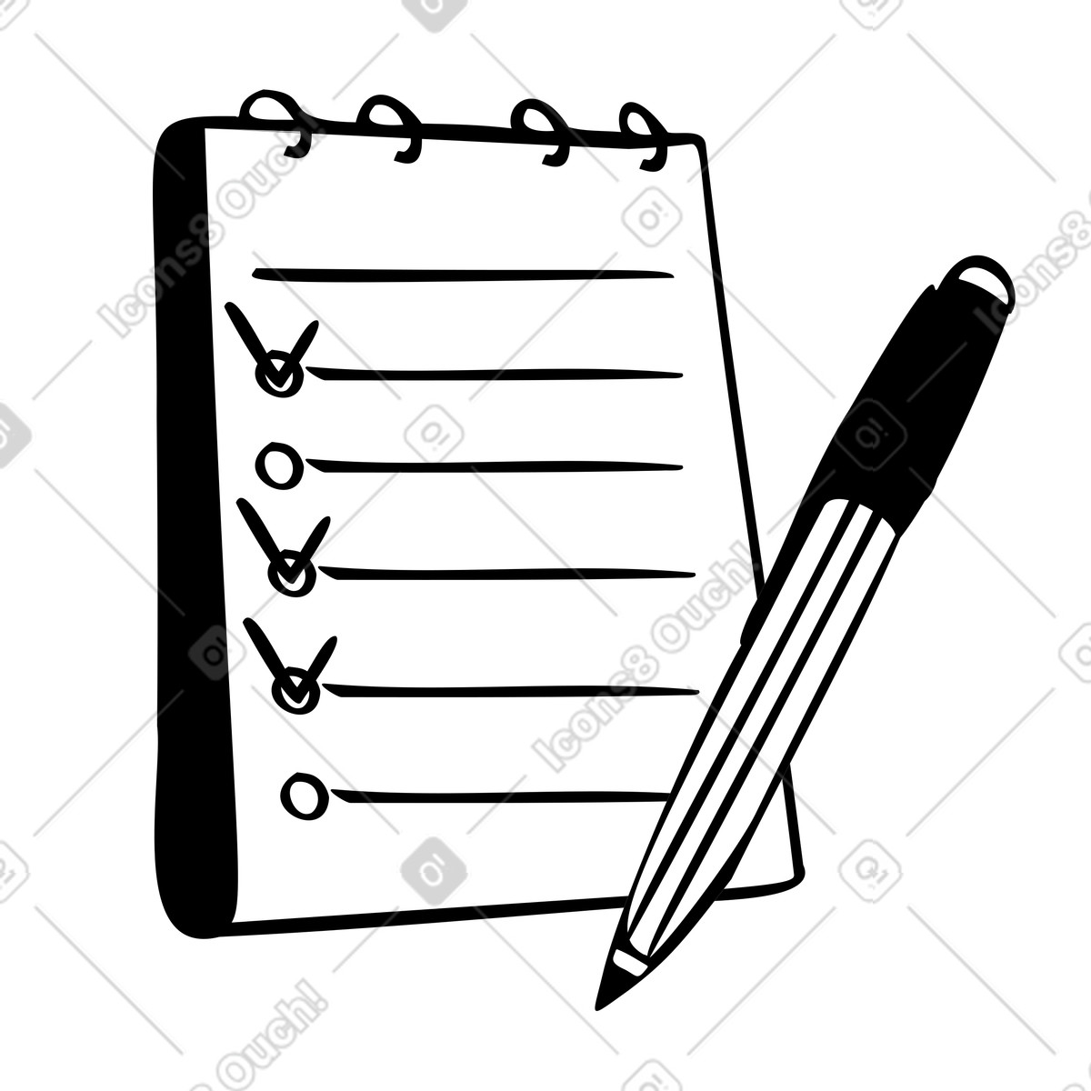 To do list with checked tasks animated illustration in Journal style download in GIF, Lottie (JSON), AE