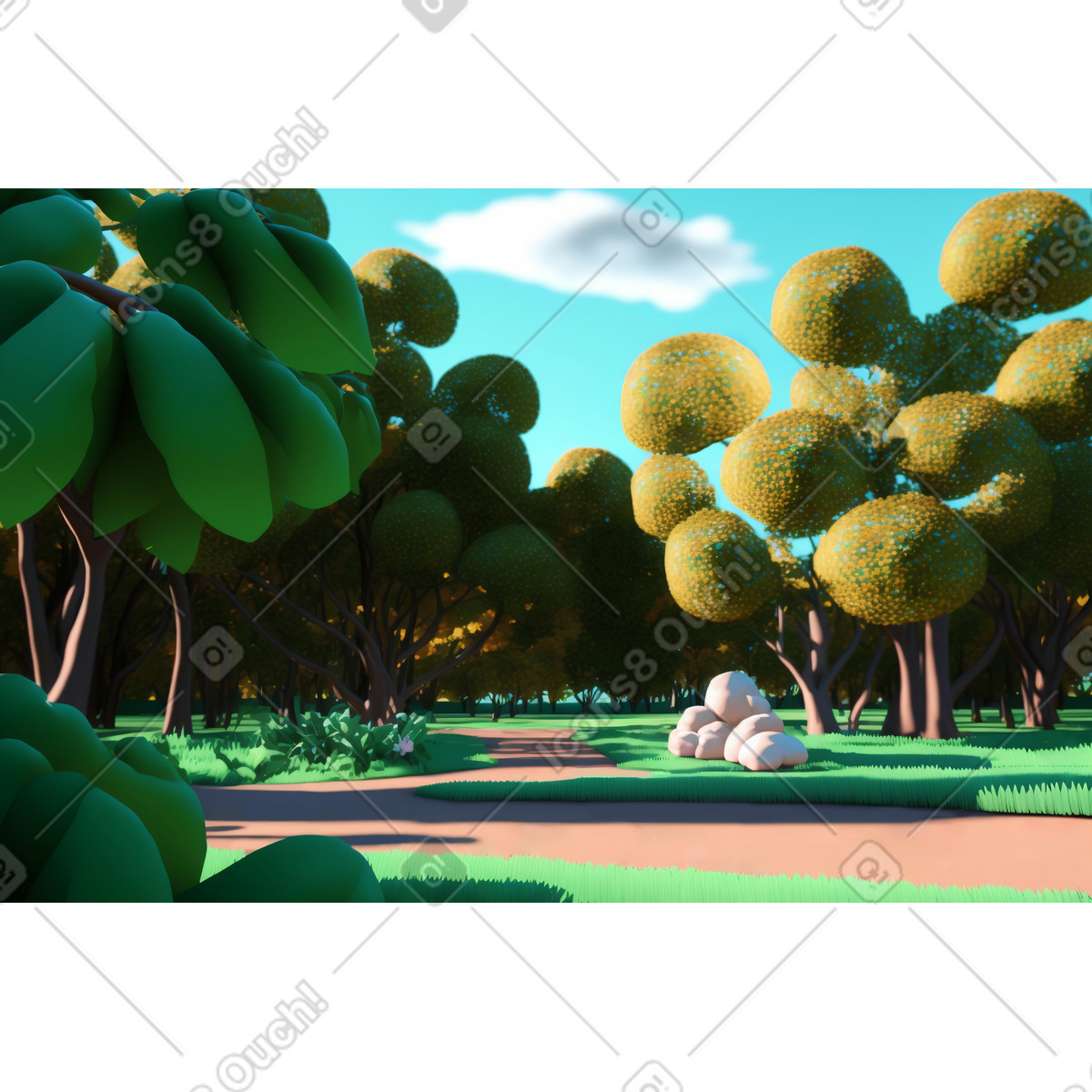 Ilustración Fondo de bosque fantasía 3d en estilo Experimental a descargar en PNG y SVG