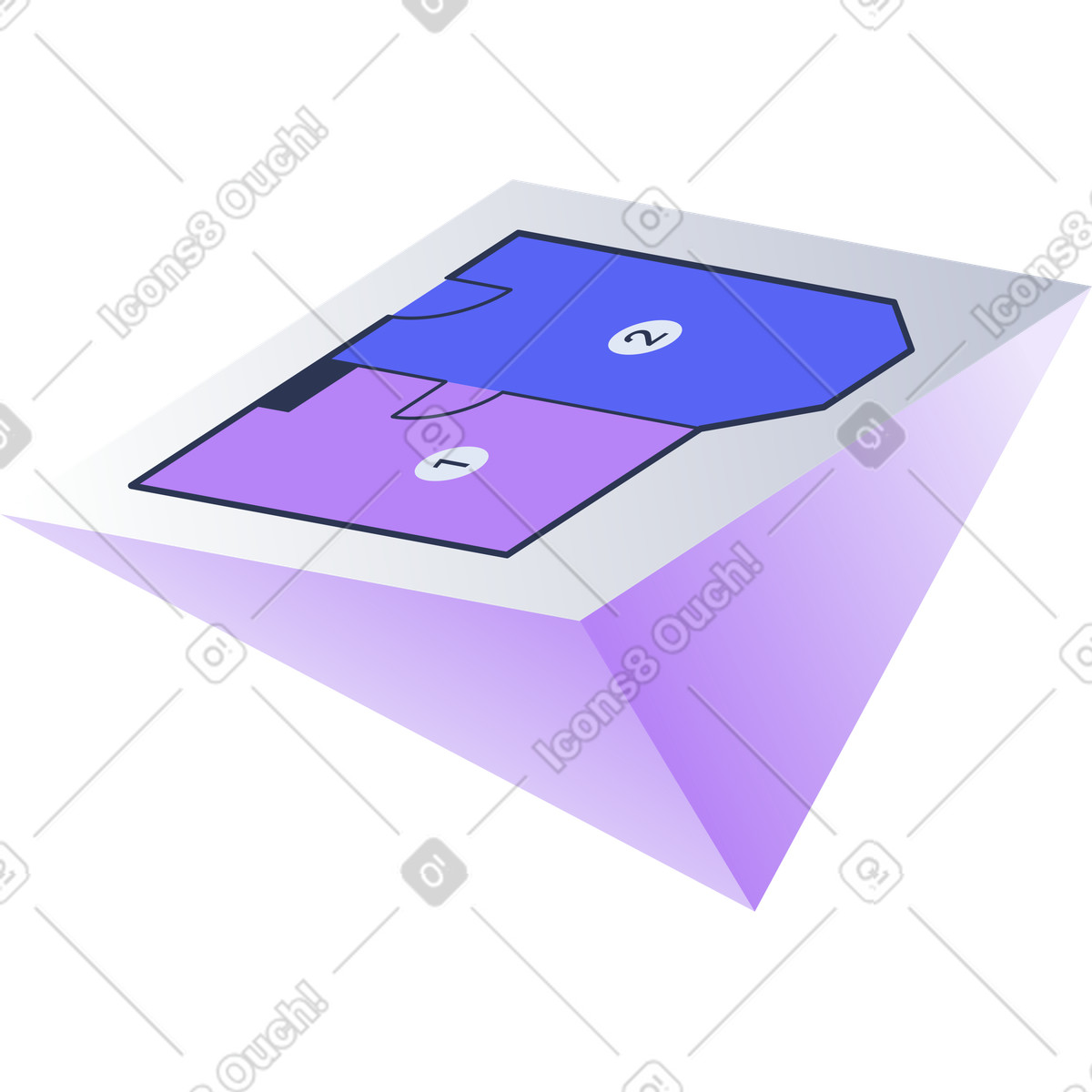 Smart home floor plan visualization illustration in Lucent style download in PNG, SVG
