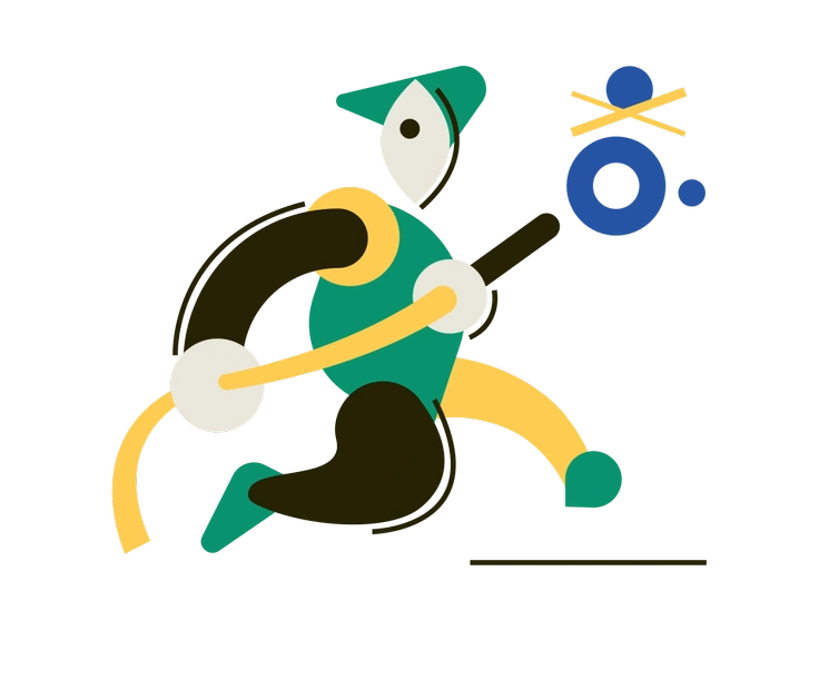 A stylized figure running with a baton - Spot style illustration