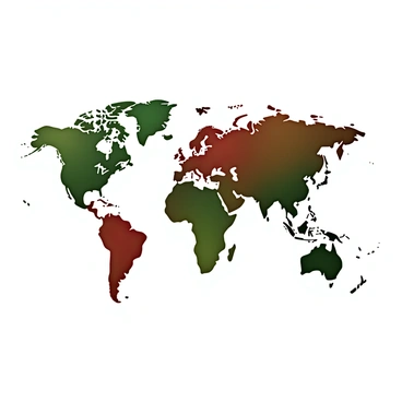 A 3D render of a world map showcasing varying population densities across different regions. The map features distinct colors representing low to high population density areas, with vibrant shades of green indicating sparse populations and deep red representing densely populated regions. The continents are clearly outlined with sharp borders, and major cities are marked with small, prominent dots. The legend on the side of the map provides a scale for interpreting the population density, while subtle grid lines enhance the geographical context.