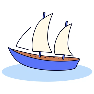 A ship with sails resembling nostrils, sailing across a calm sea