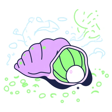 A close-up of a mollusk in the ocean beginning to form a pearl