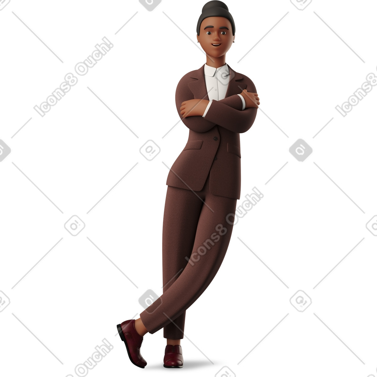 Businesswoman leaning on wall illustration in 3D Business style download in PNG, SVG