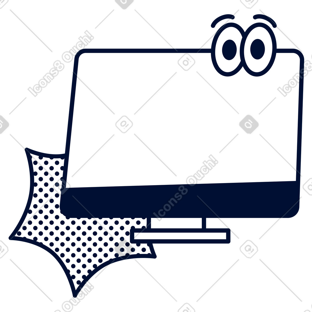 Friendly desktop monitor, Digital workspace screen, Productivity interface illustration in Blink style download in PNG, SVG