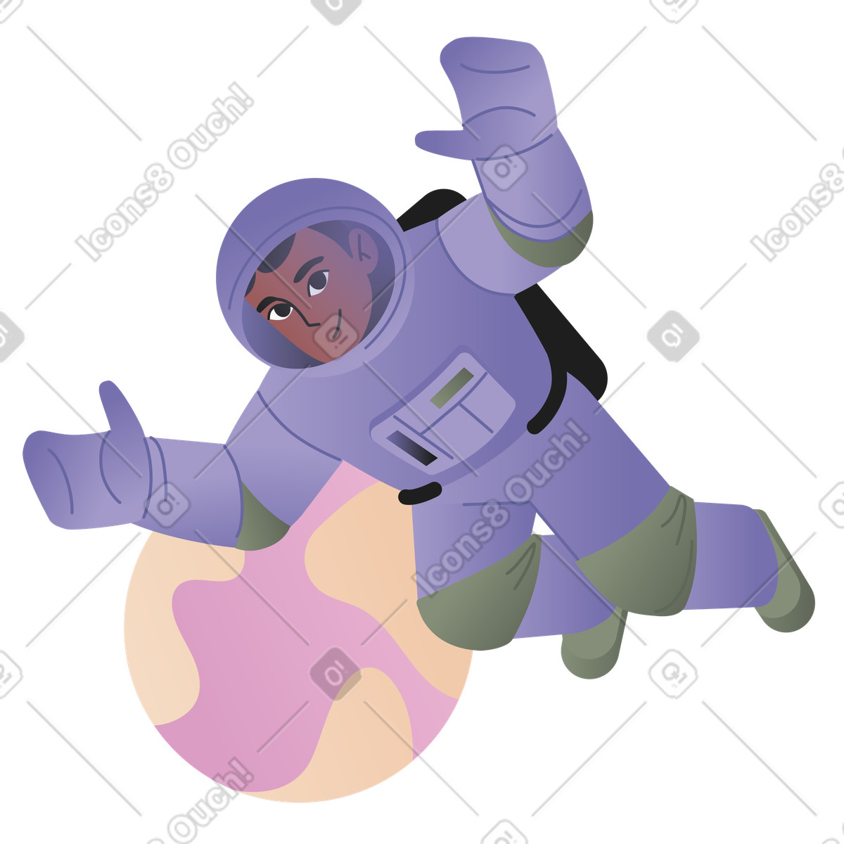 Astronaut floating in outer space, Scientific discovery and adventure-Illustration im Coworking-Stil als Download PNG, SVG