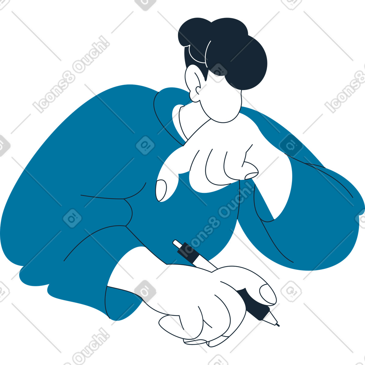 Ilustração de Homem com torso caneta em no estilo Indigo para baixar em PNG, SVG