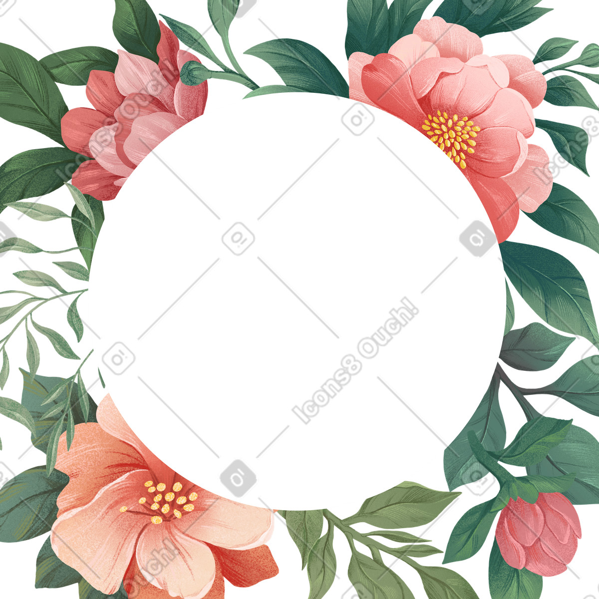Illustration Fleurs de cynorrhodon décoratives avec espace copie dans le style Floral à télécharger aux formats PNG, SVG