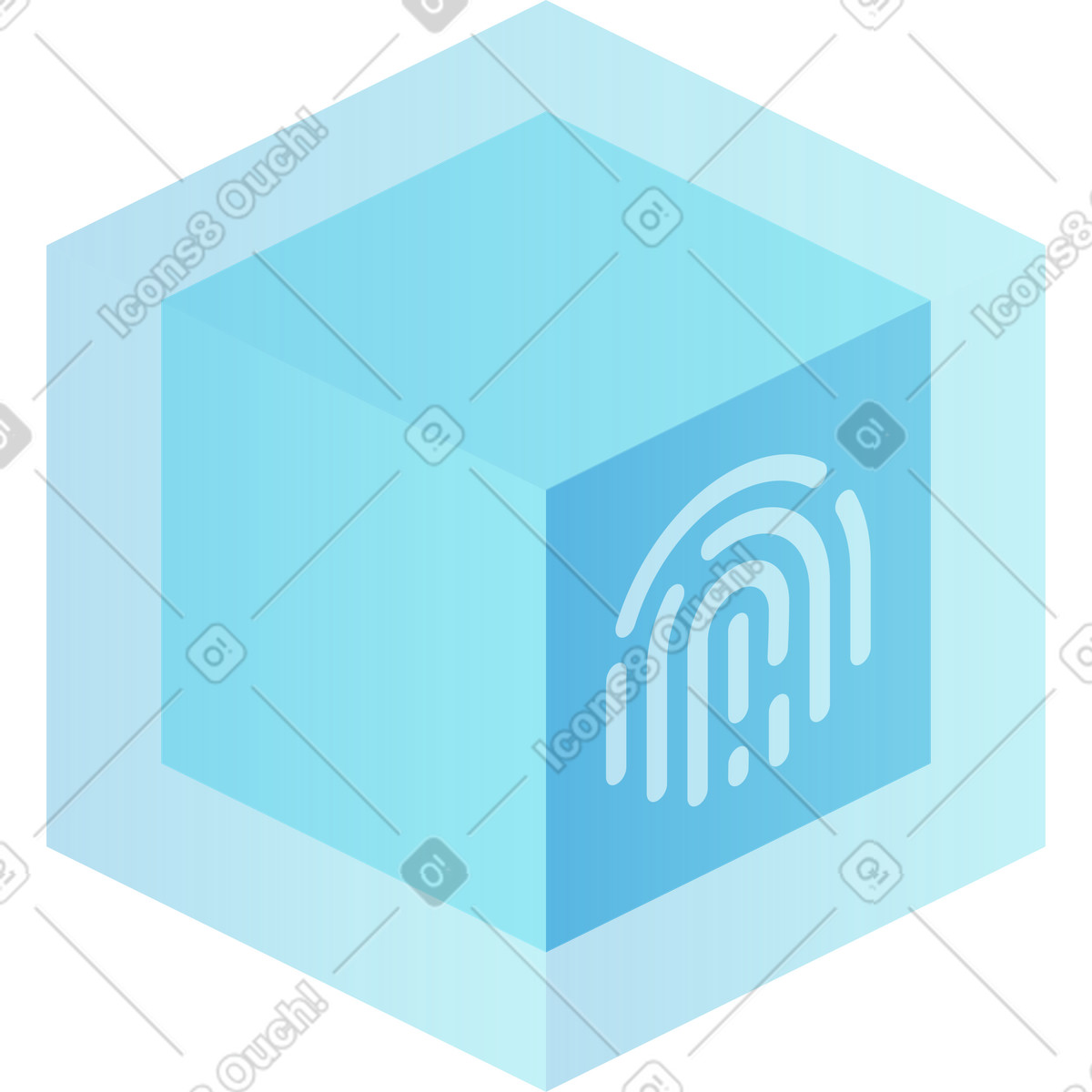 Cube fingerprint icon-Illustration im Florid-Stil als Download in PNG, SVG