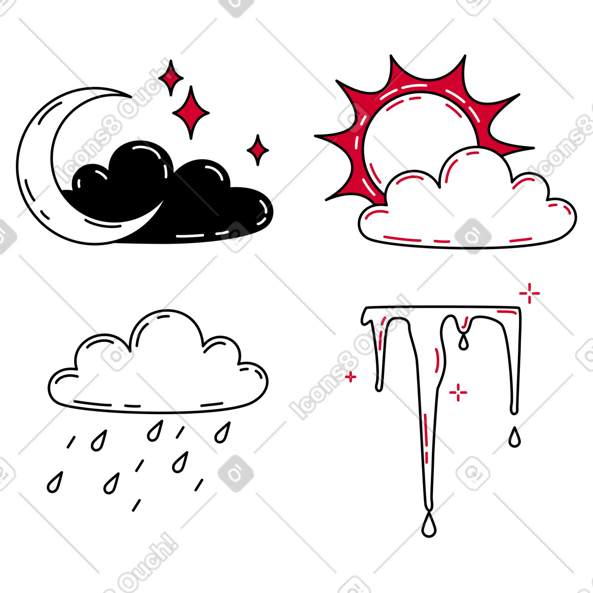 Weather options illustration in Ruby style download in PNG, SVG
