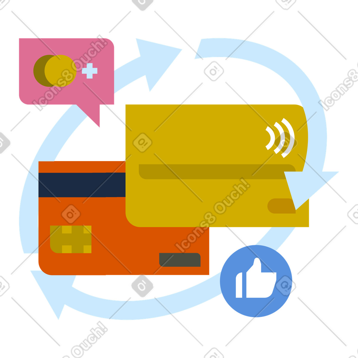 Cashback and digital payment cycle, Card Transaction flow with rewards, Electronic Card transaction loop illustration in PNG, SVG