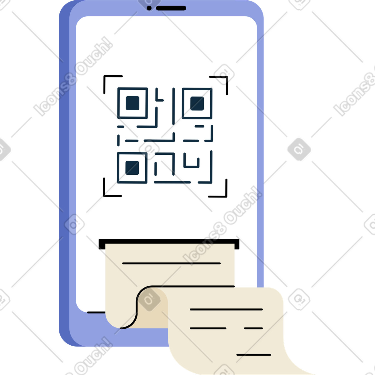 Иллюстрация Мобильный с qr-кодом в стиле Juicy — скачать в форматах PNG, SVG