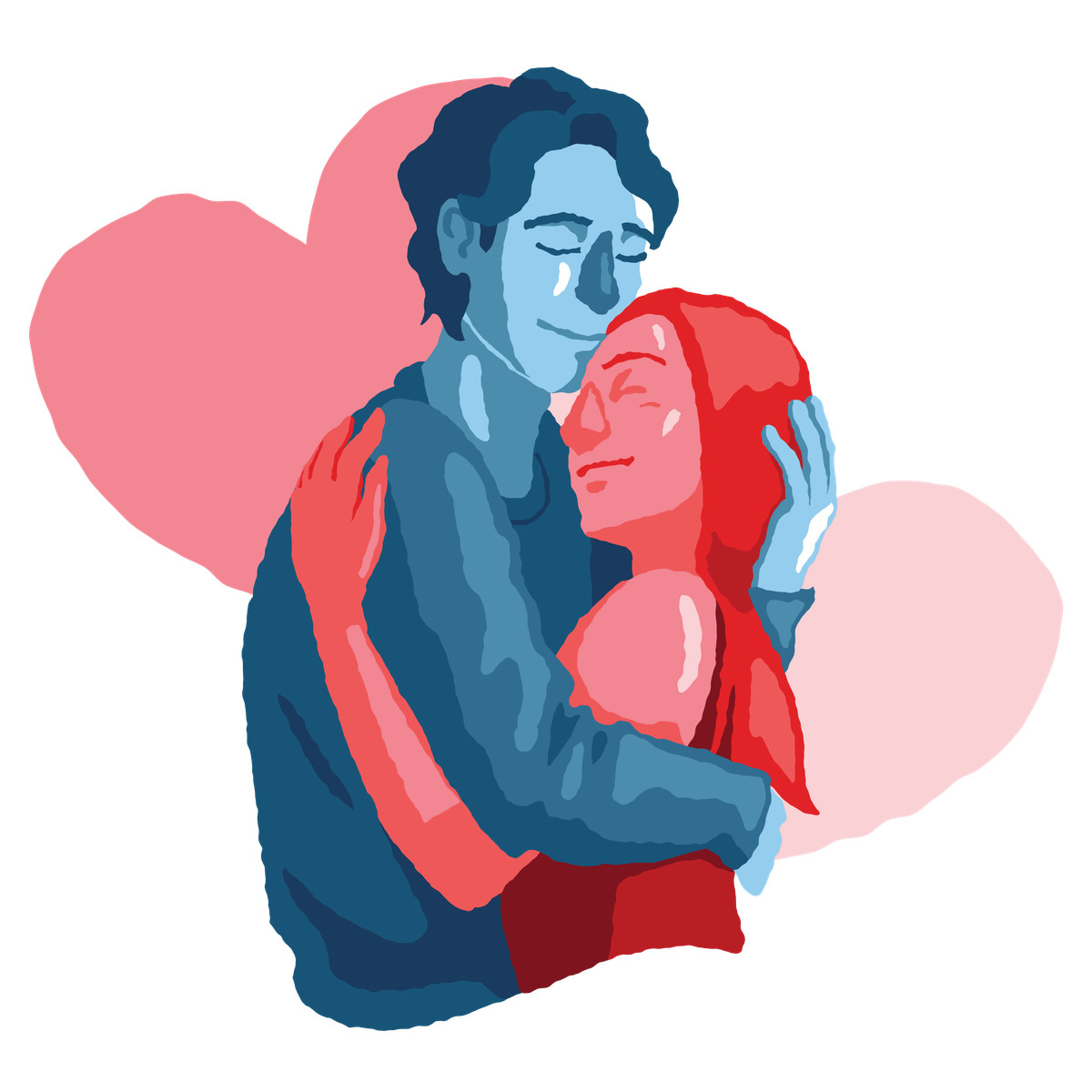Young couple in love hugging illustration clipart PNG SVG download