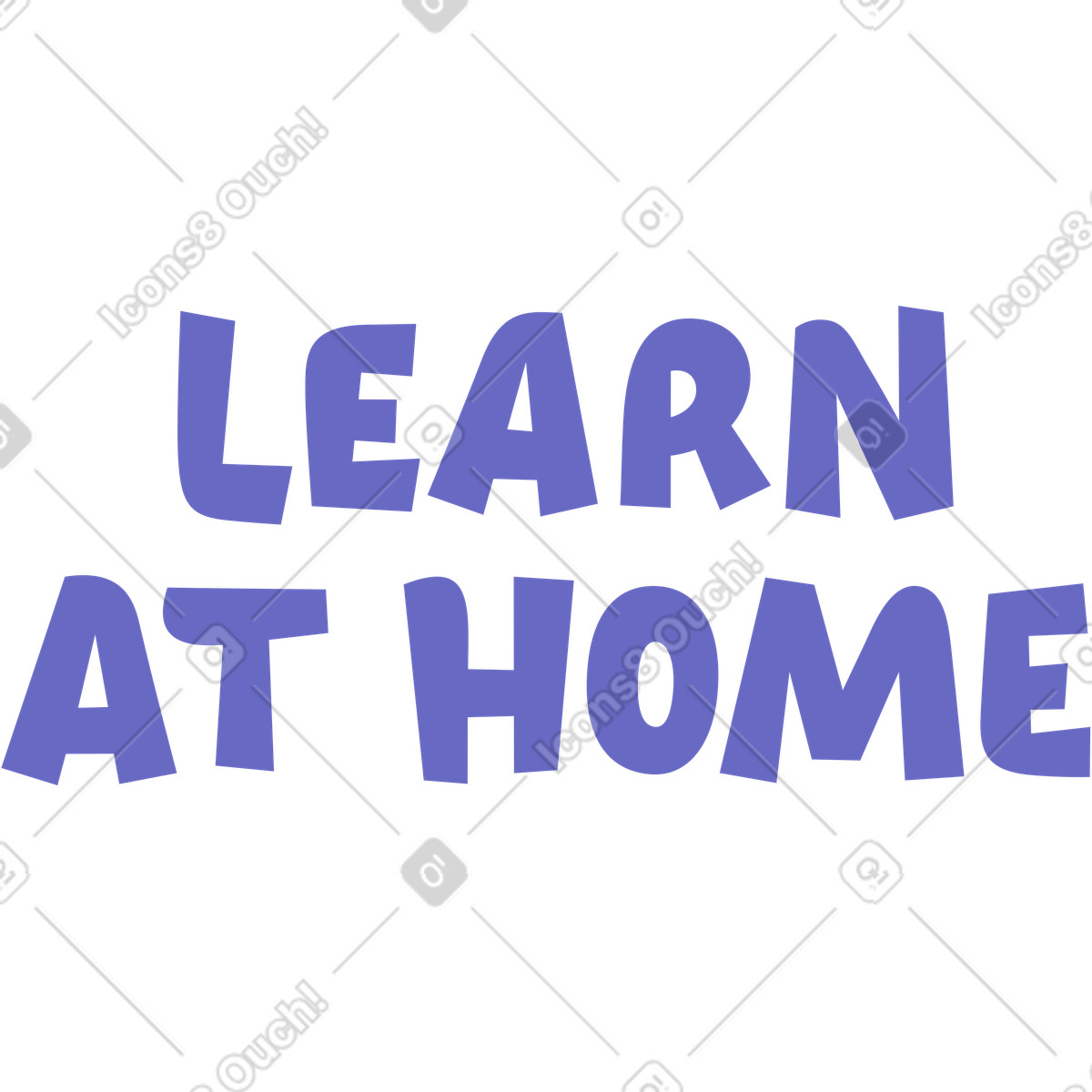 Lilac lettering learn at home illustration in Woof style download in PNG, SVG