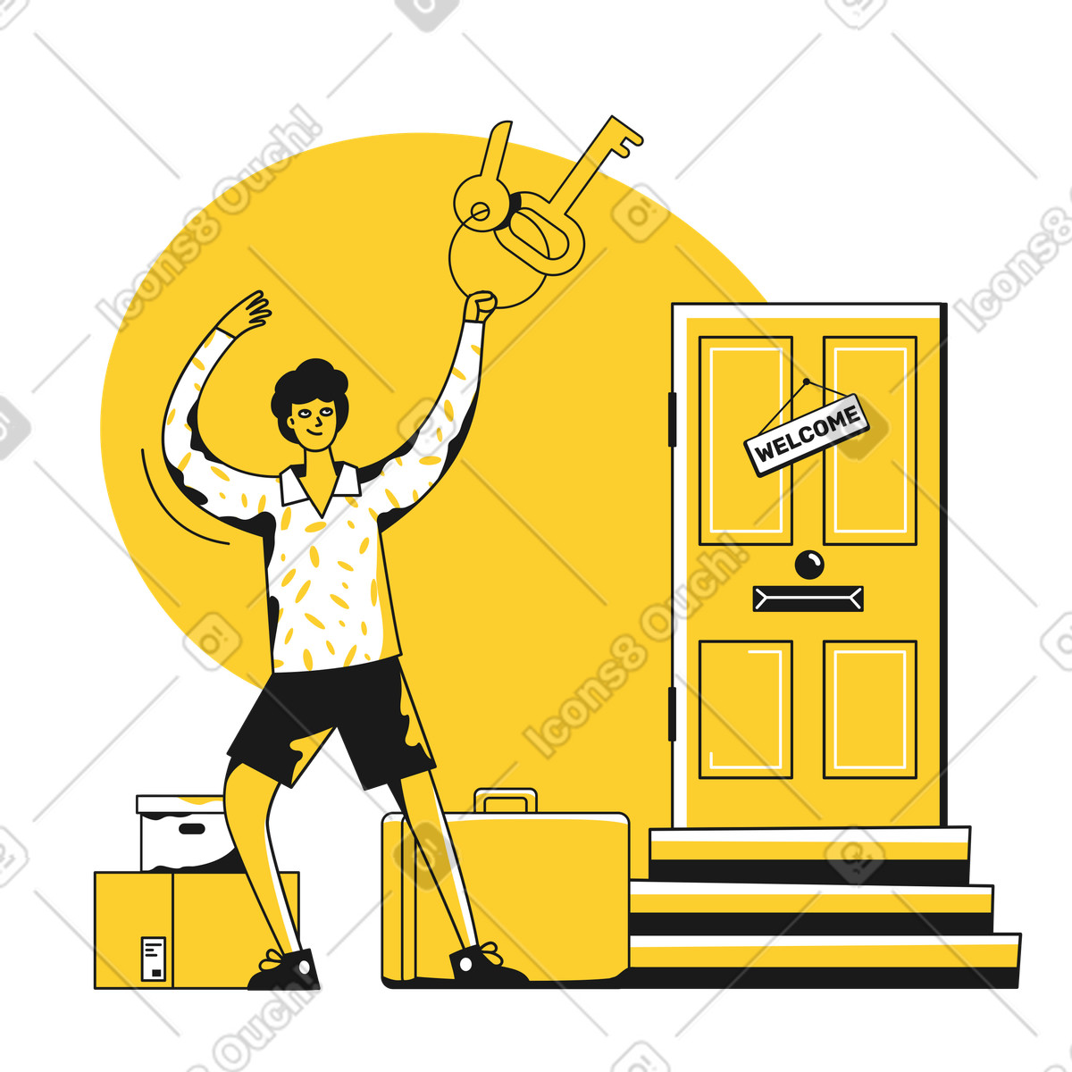 Illustration Nouvelle maison dans le style Taxi à télécharger aux formats PNG, SVG