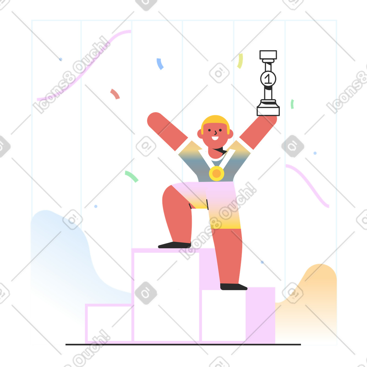 Illustration Concours gagnant dans le style Marginalia à télécharger aux formats PNG, SVG