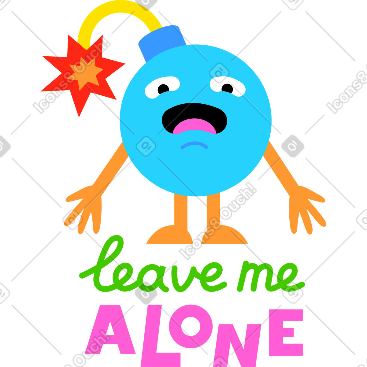 Scritta adesiva lasciami in pace testo bomba illustrazione stile Lettering scarica PNG, SVG