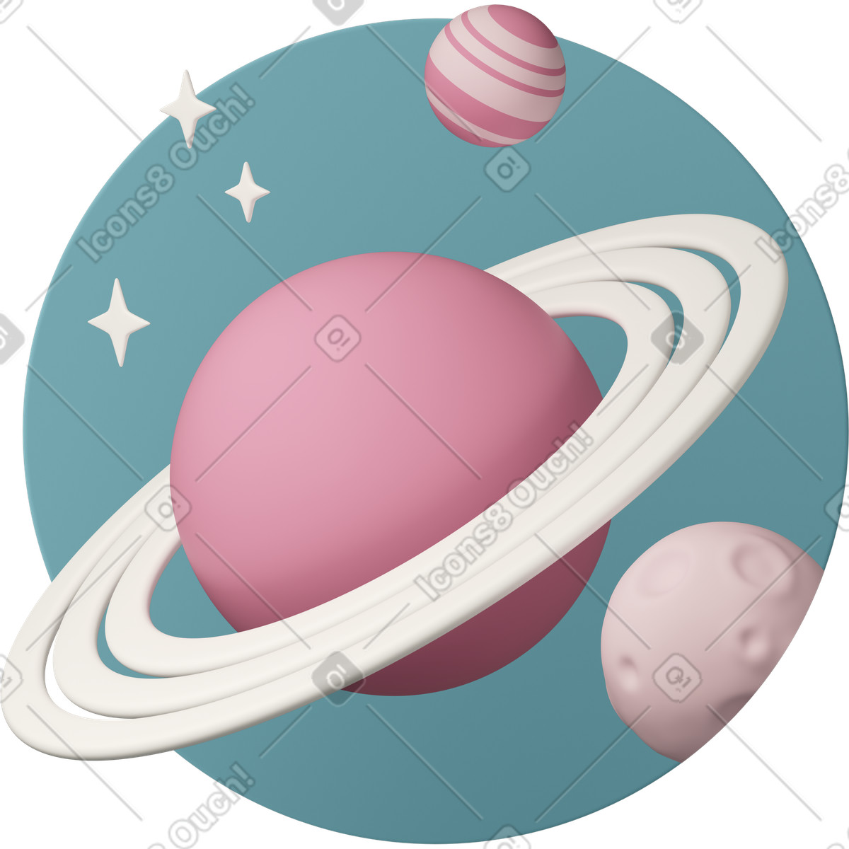 Ilustração de Planet with rings in outer space em no estilo 3D Casual life para baixar em PNG, SVG