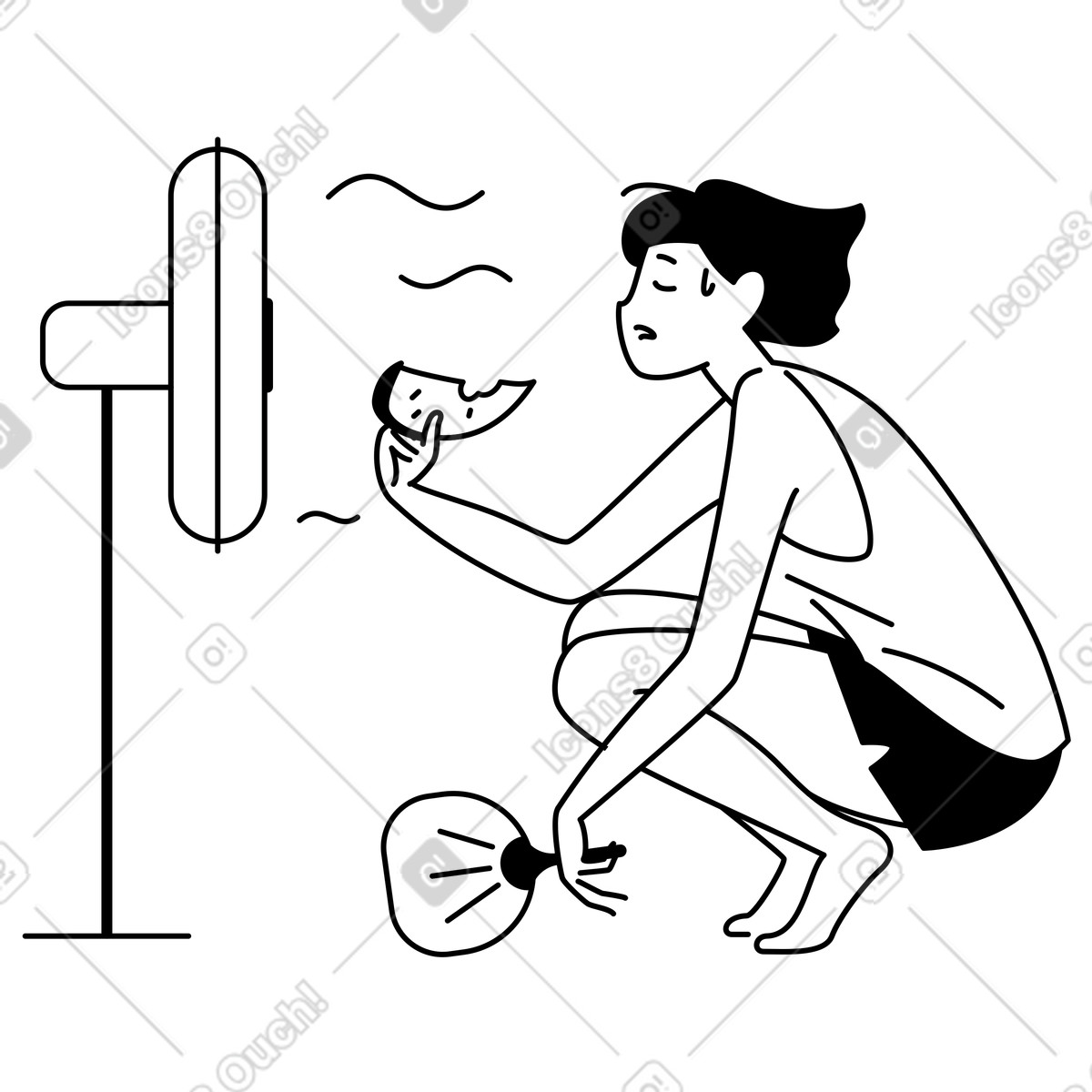 Cooling down during heatwave, hot weather relief at home illustration in Weekday style download in PNG, SVG