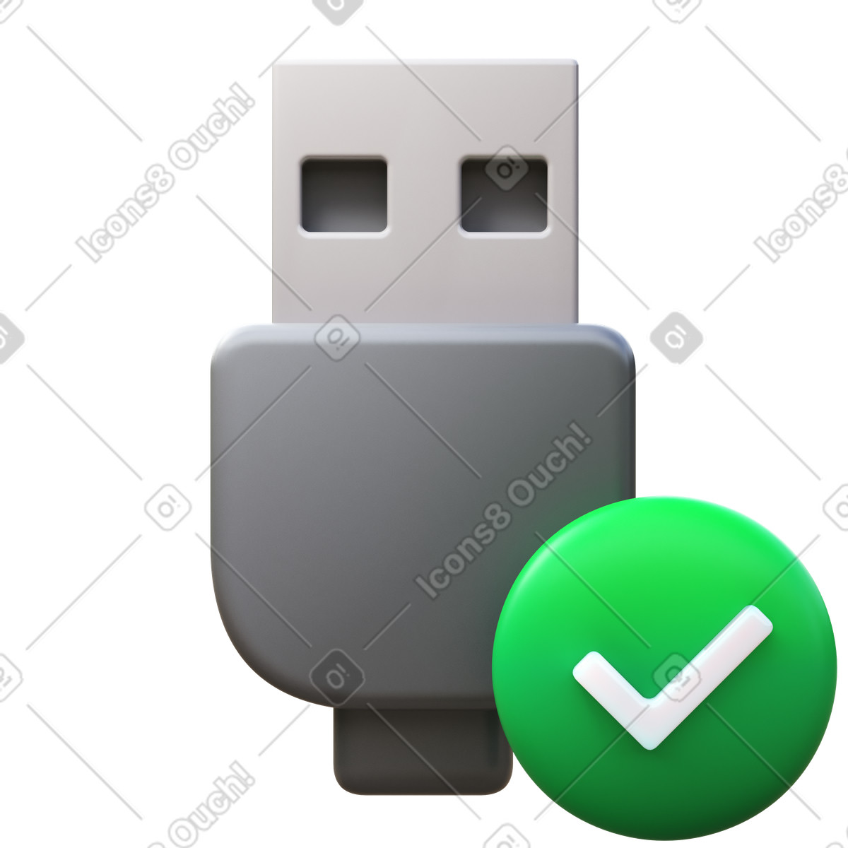 Illustration Usb connected dans le style 3D Fluency à télécharger aux formats PNG, SVG