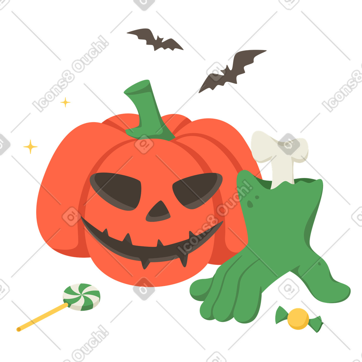 Ilustração de Abóbora halloween e mãos zumbi em no estilo Social para baixar em PNG, SVG