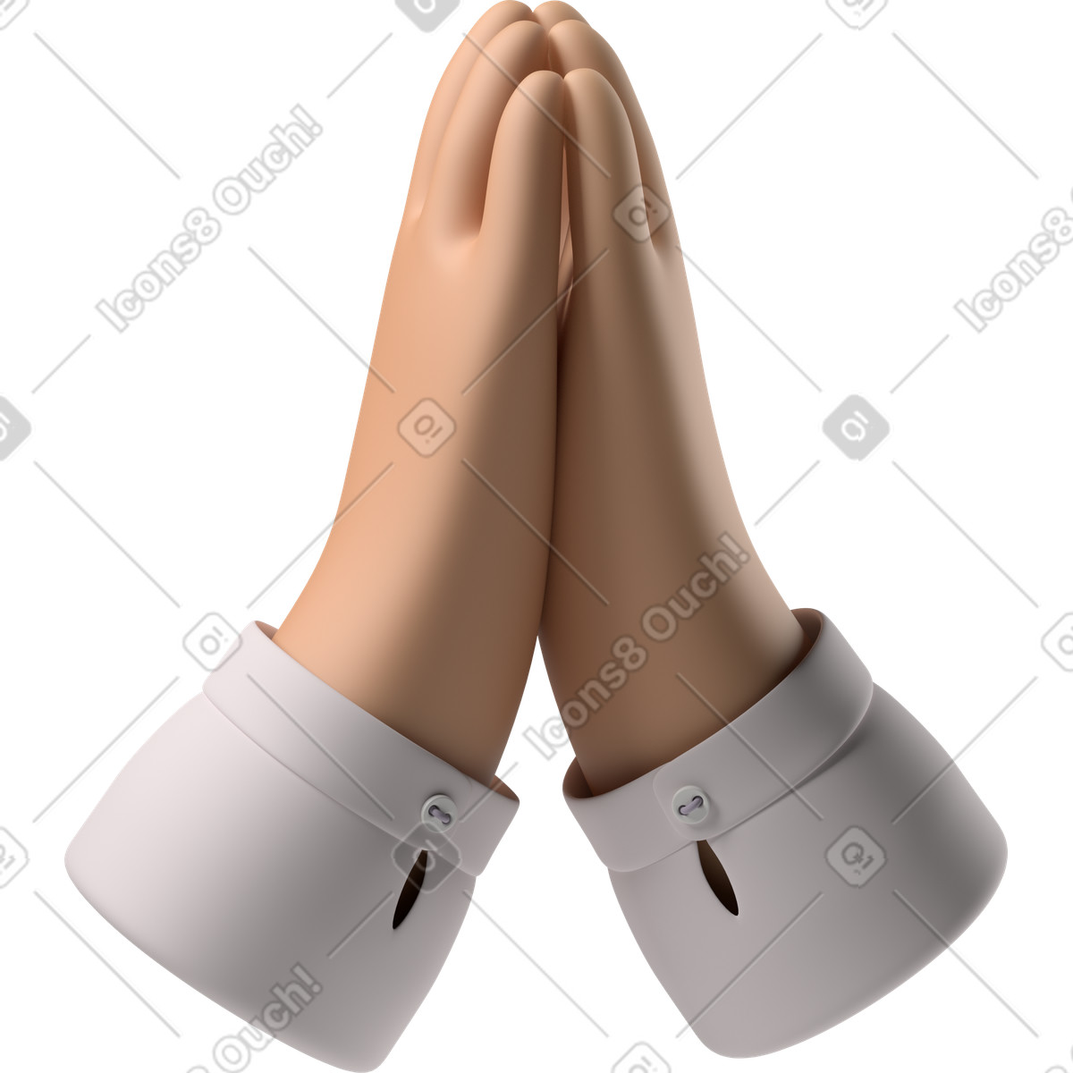 Tanned skin hands folded illustration in 3D Fun&Wild style download in PNG, SVG