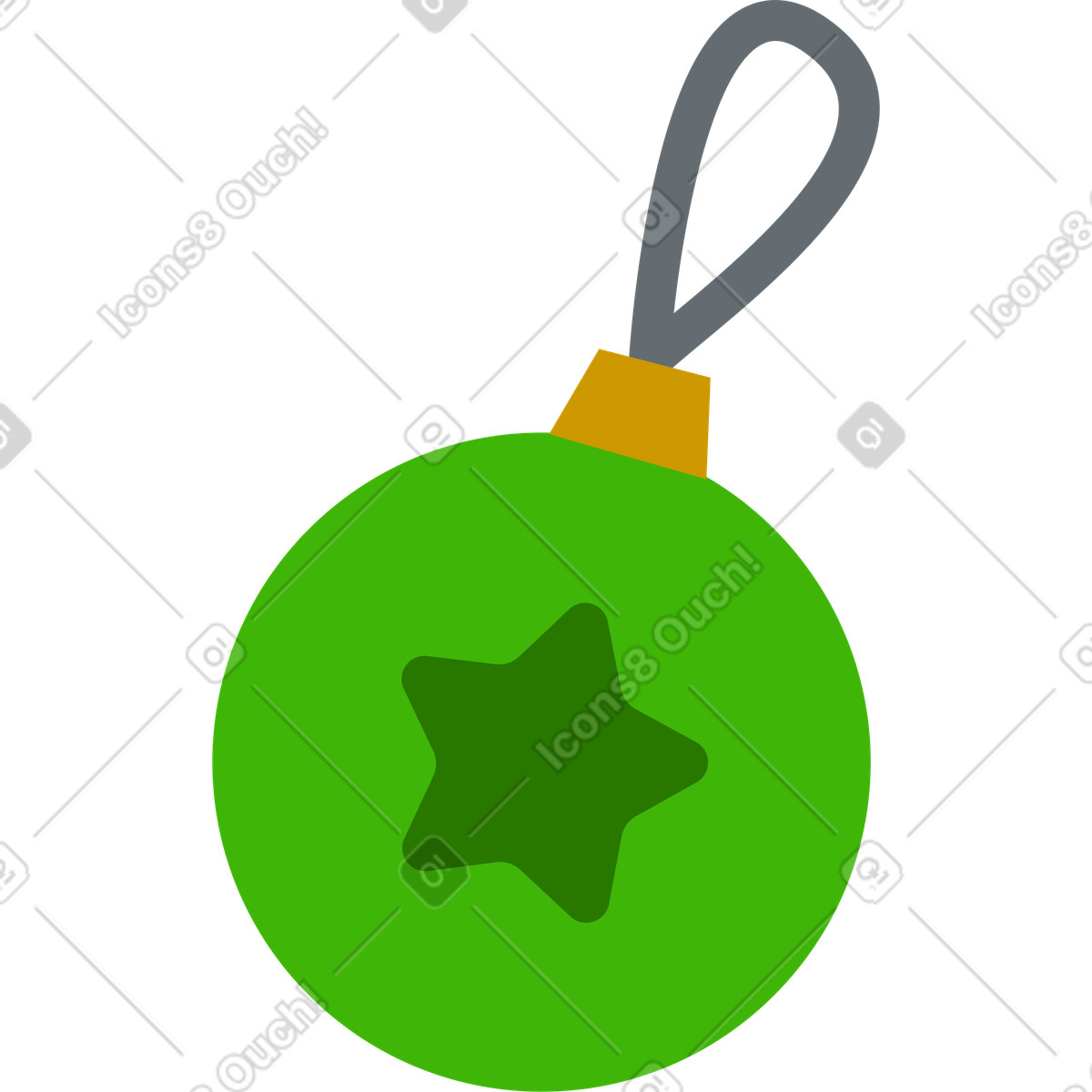 Illustration Décoration de noël verte avec étoile dans le style Active à télécharger aux formats PNG, SVG
