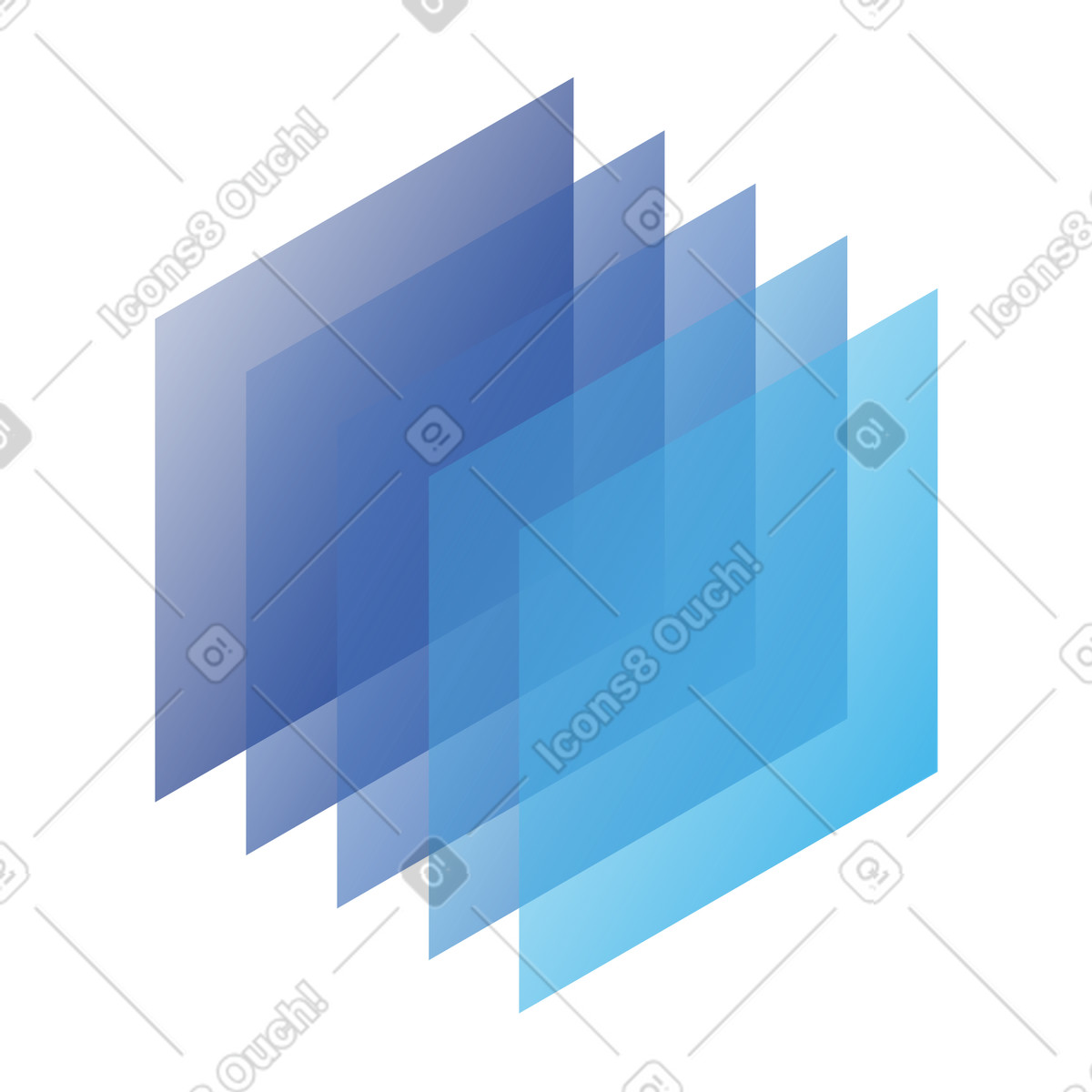 Illustration Panneaux bleus translucides superposés, architecture des flux de données et l'information dans le style Quantum à télécharger aux formats PNG, SVG