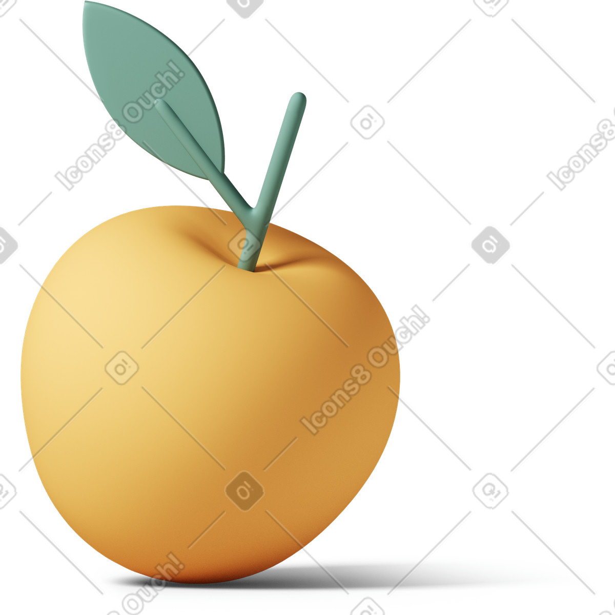 3D Casual life 스타일의 Golden apple 일러스트레이션 PNG, SVG 다운로드