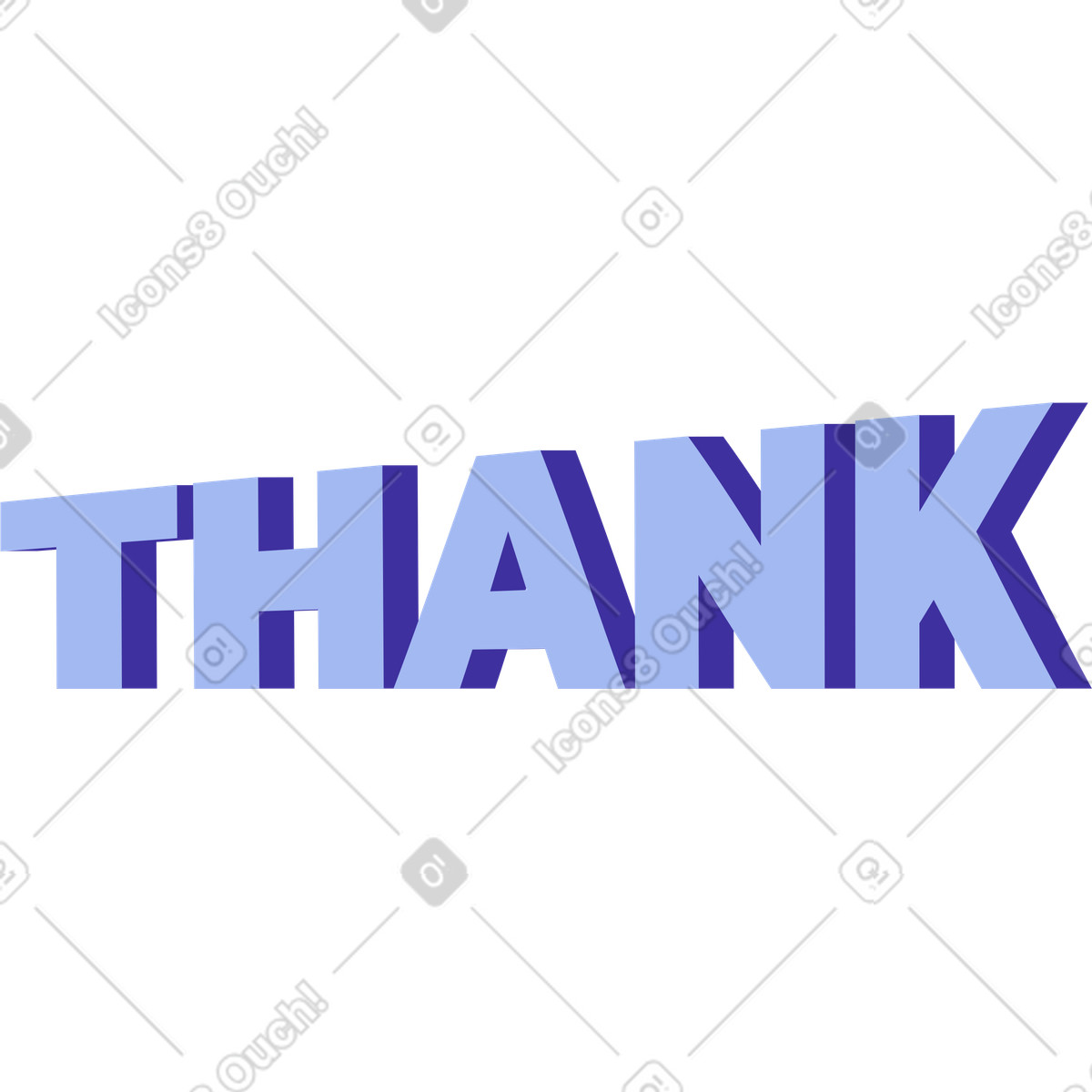 Lettering thank text illustration in Levels style download in PNG, SVG