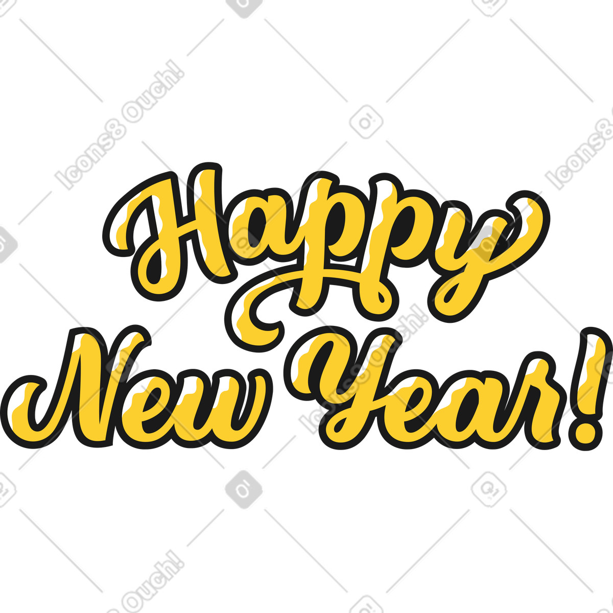 Ilustración Yellow inscription happy new year! en estilo Taxi a descargar en PNG y SVG