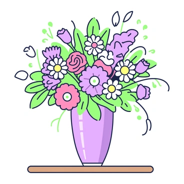 A beautifully arranged bouquet of different flowers in a glass vase.