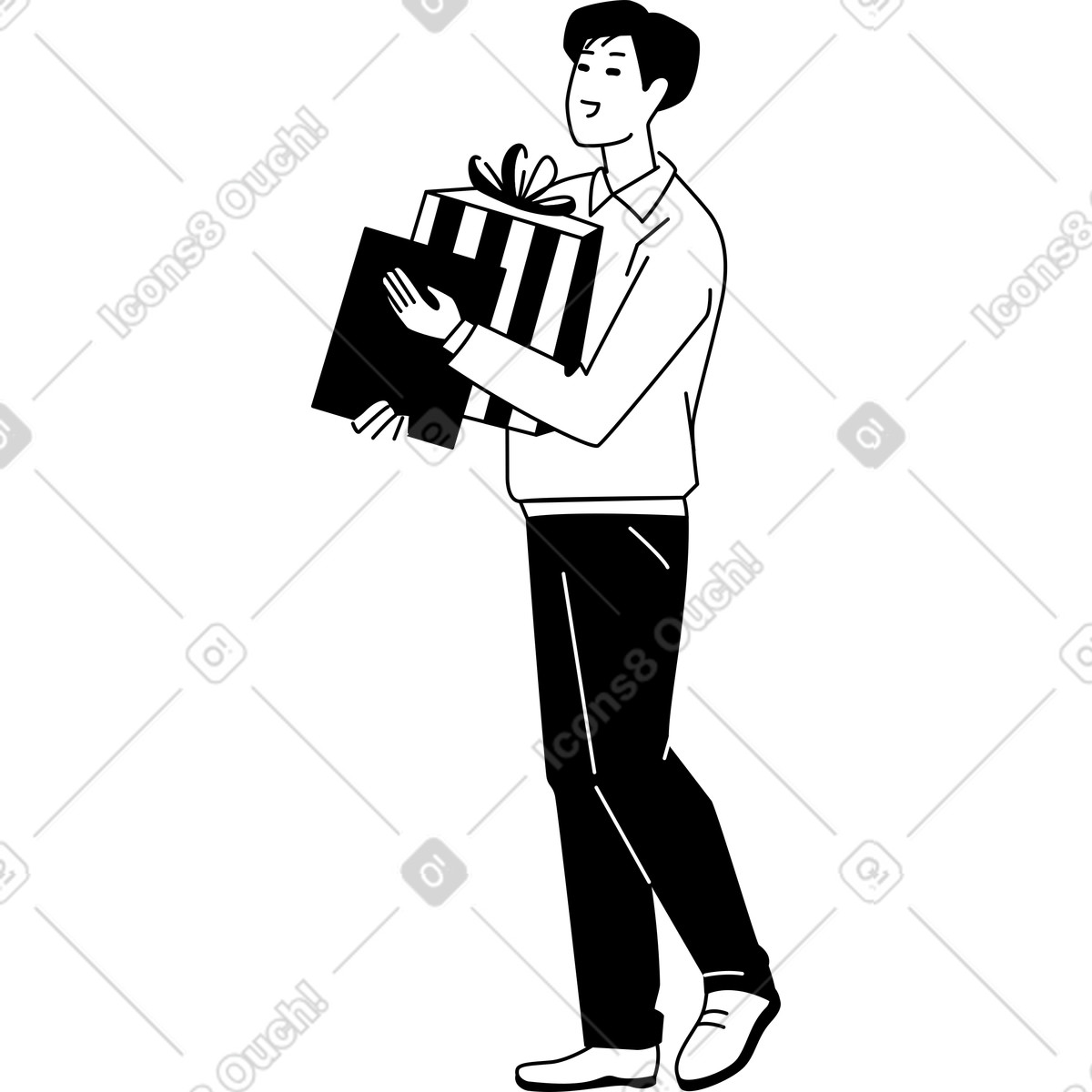 Illustration Homme tenant un cadeau dans le style Weekday à télécharger aux formats PNG, SVG