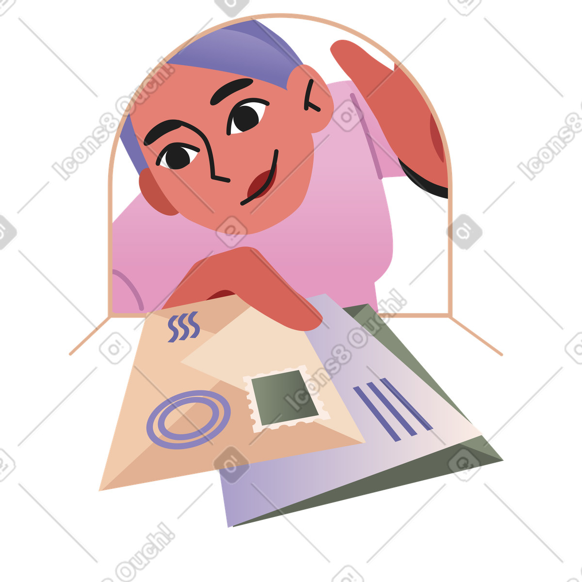 Sie haben post, postbote-Illustration im Coworking-Stil als Download in PNG, SVG