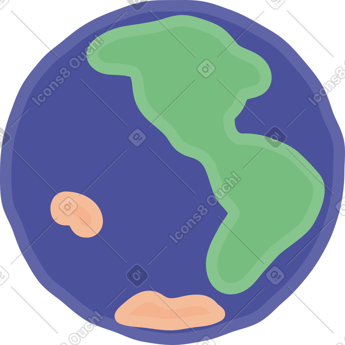 Bright Earth illustration clipart of globe with soft pastel color palette