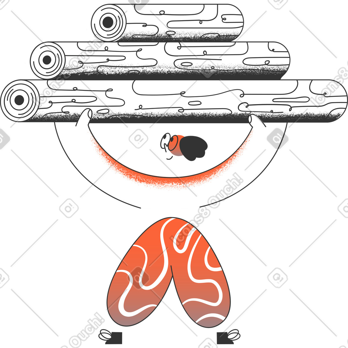 Uomo con i registri illustrazione in stile Crayon scarica in PNG, SVG