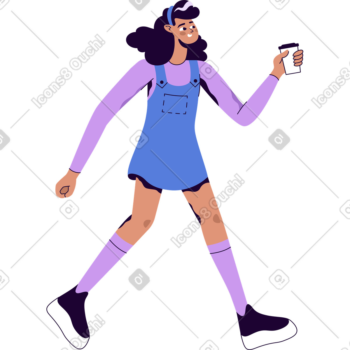 Ilustração de Menina com uma caneca nas mãos em no estilo Martina para baixar em PNG, SVG