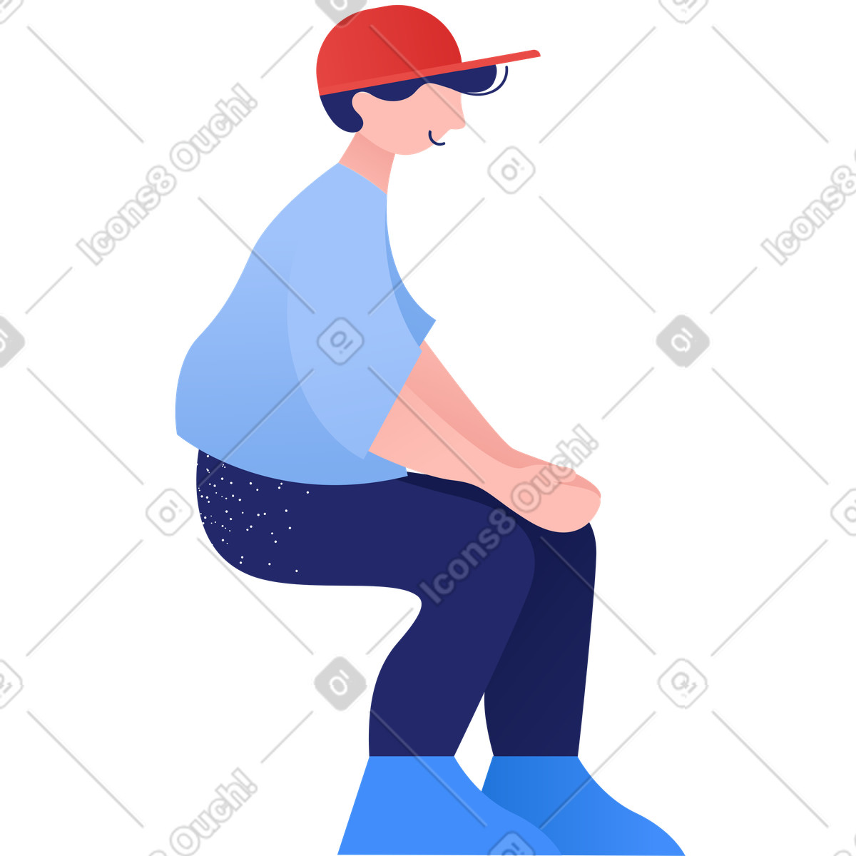 Ilustração de Adolescente sentado em no estilo Clip para baixar em PNG, SVG
