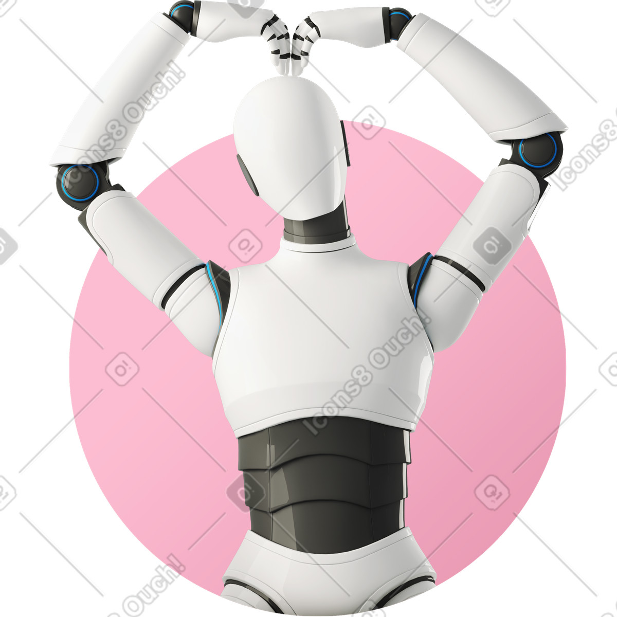 Robot making heart gesture with hands expressing artificial intelligence affection illustrazione in stile 3D Business scarica in PNG, SVG
