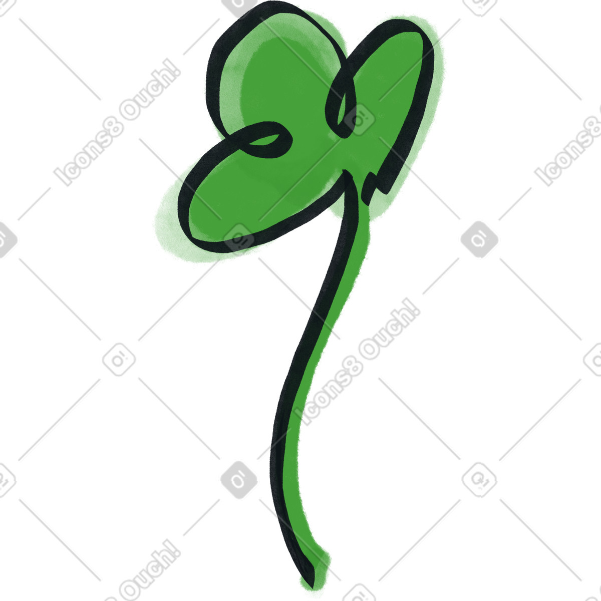 Orange watercolor clover leaf illustration in Experimental style download in PNG, SVG