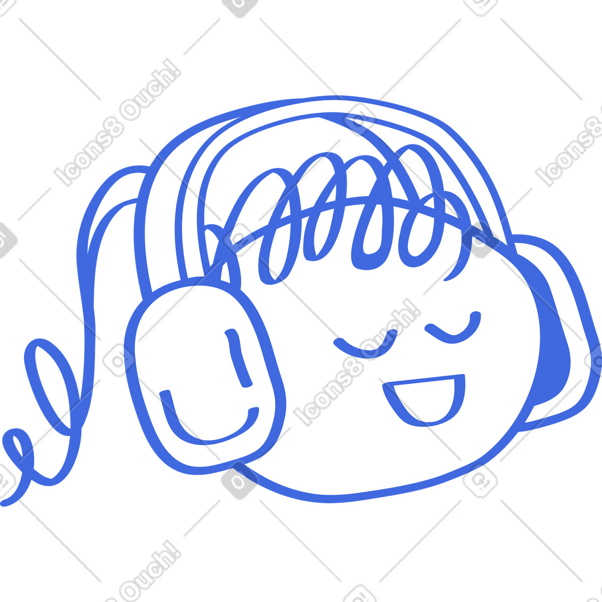 Illustration Music lover wearing big headphones enjoying relaxed audio experience dans le style Ballpoint Pen à télécharger aux formats PNG, SVG