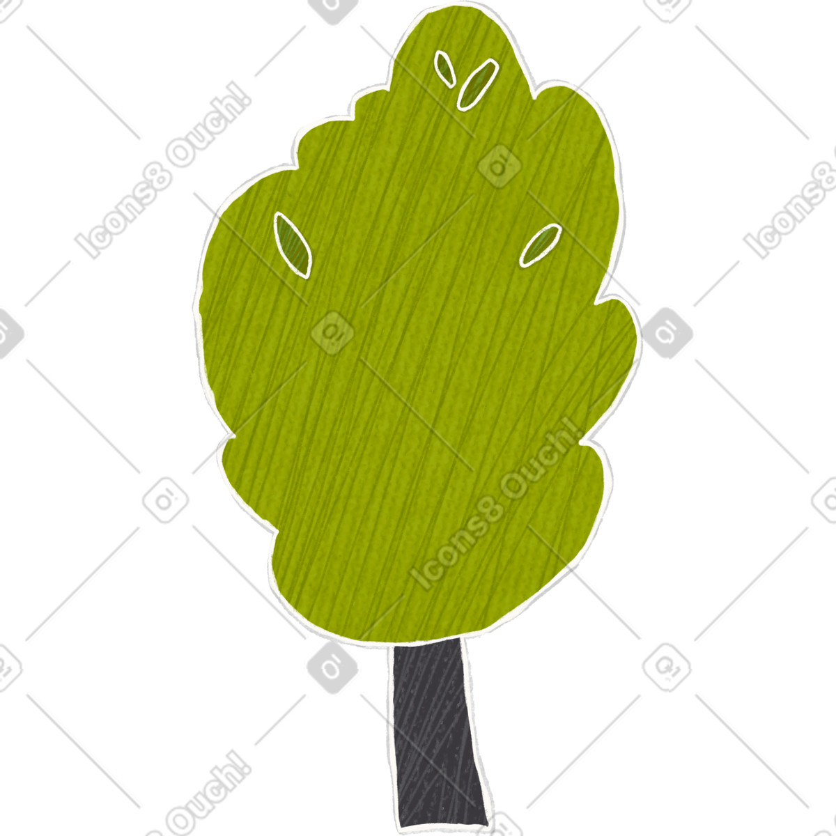 Big green tree illustration in Crafty style download in PNG, SVG