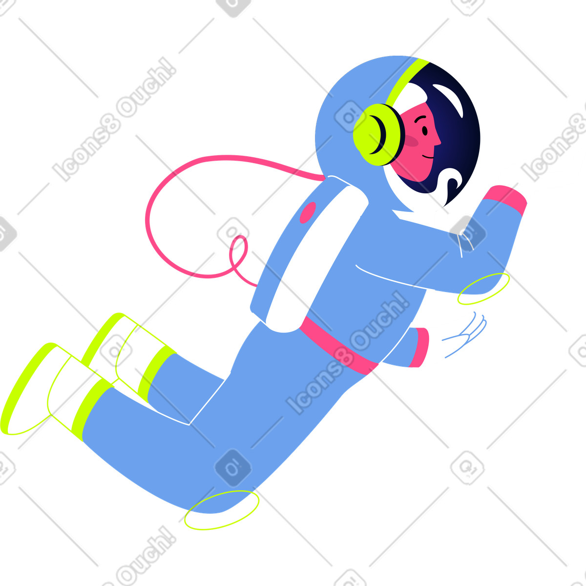 Иллюстрация Cosmonaut in a wetsuit with backpack of oxygen в стиле Space — скачать в форматах PNG, SVG