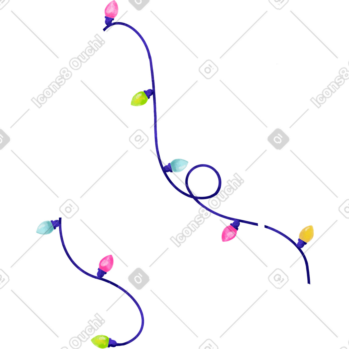 Garland lights illustration featuring festive holiday decorations clipart in PNG SVG GIF