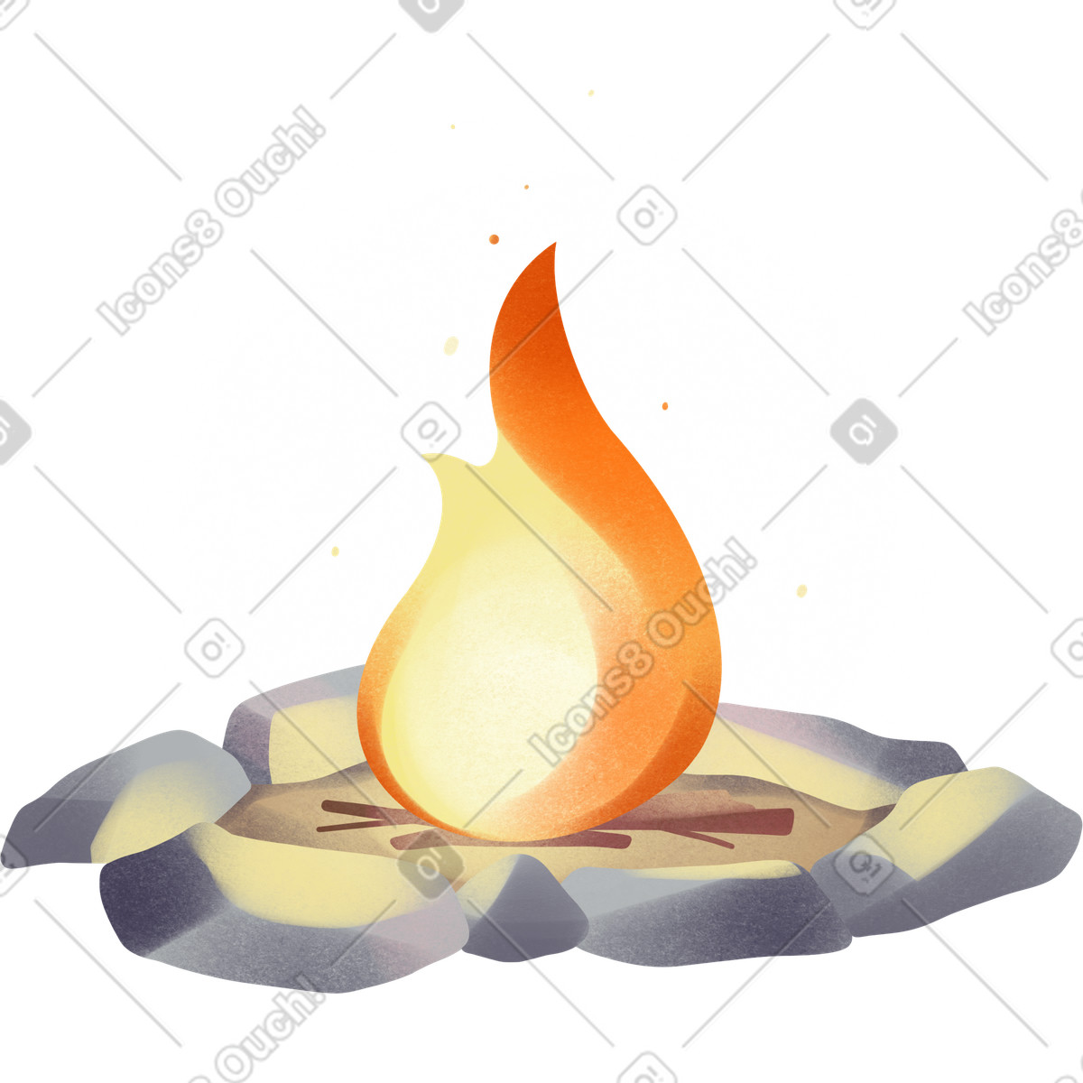 Shine 스타일의 Campfire with stones around 일러스트레이션 PNG, SVG 다운로드
