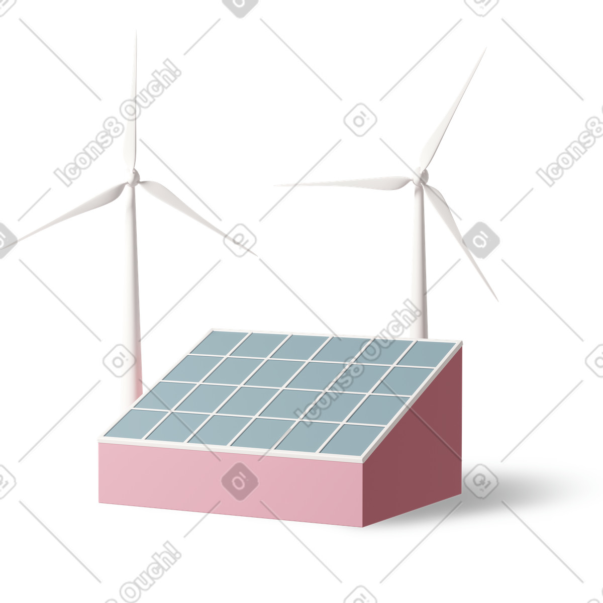 Ilustración Solar panel wind generator en estilo 3D Casual life a descargar en PNG y SVG
